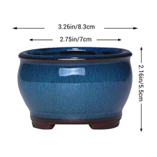 Succulent Flower Pot Ceramic Round Planters Blue Plant Nursery Seed Starting Pot