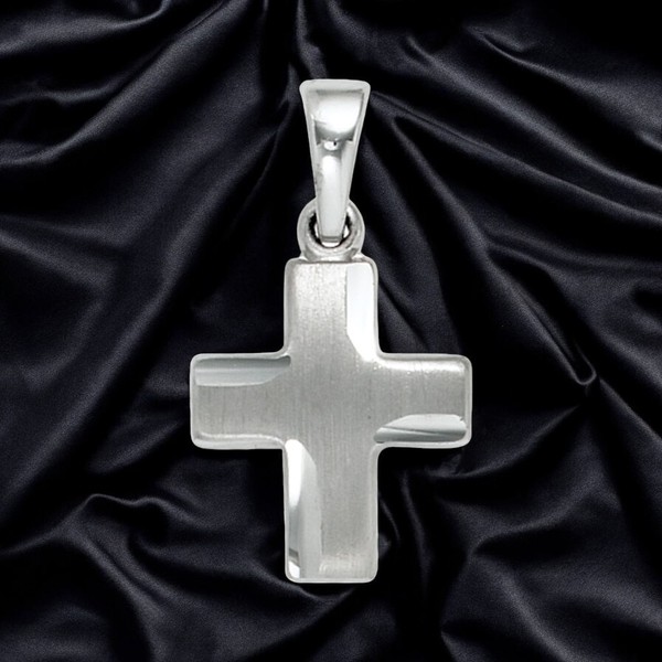 AnhäNger Kreuz 925 Sterling Silber Massiv Teil Matt KreuzanhäNger Silberkreuz-image