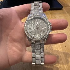 Men's Silver Diamond Luxury Watch Iced Out, Diamond Silver Dial