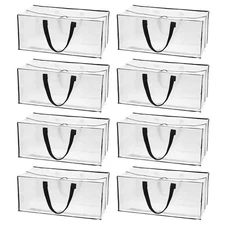 8 Pack Oversized Moving Bags with Zippers&Handles 29x13x15inch Transparent