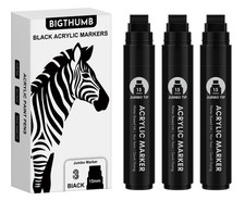 BIGTHUMB 3 Pcs Black Jumbo Permanent Markers: 15mm 1 Count Pack of 3 ,