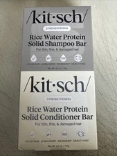 Kitsch Strengthening Solid Shampoo & Conditioner Rice Water & Protein Bars