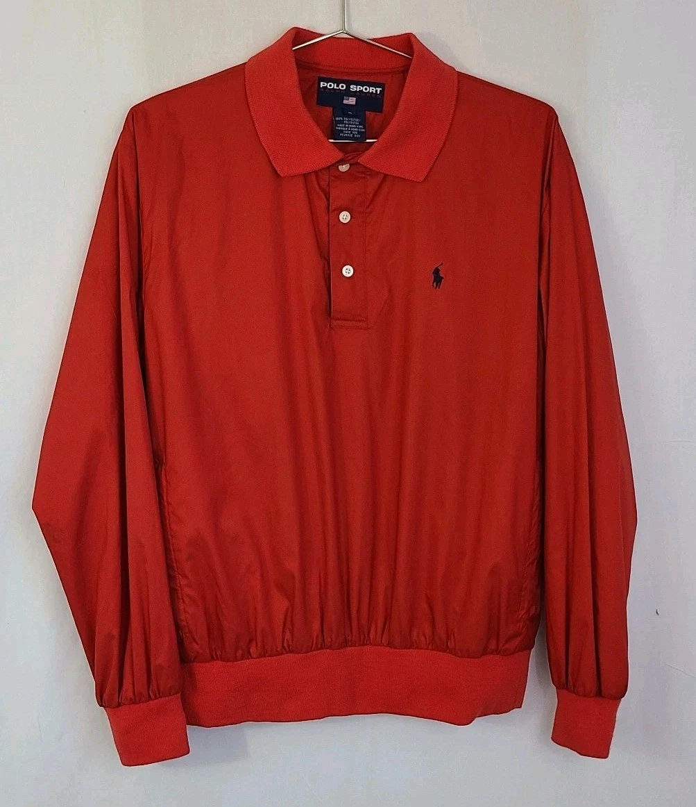 Vintage Ralph Lauren Polo Sport Red 1/4 Button Pullover Windbreaker Men’s Med