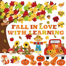 120Pcs Fall Bulletin Board Decorations - Fall in Love with Learning Thanksgiving