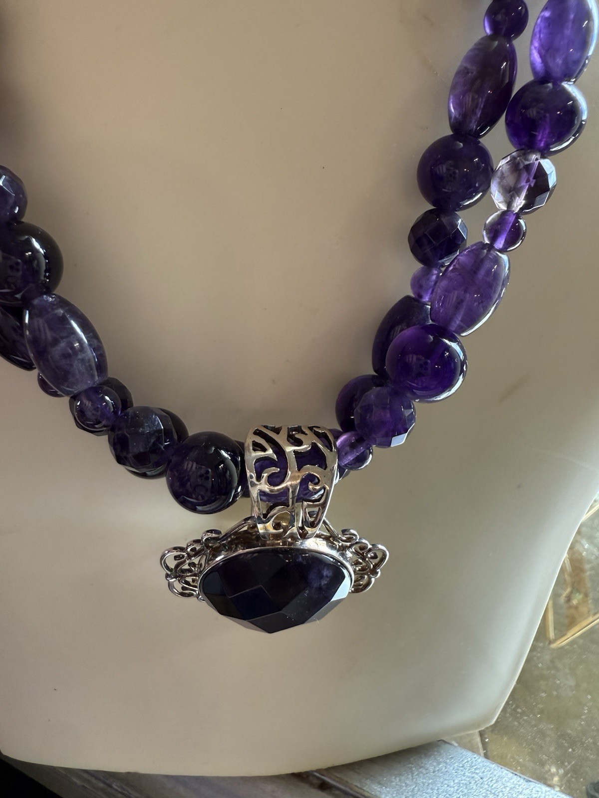 Double stranded amethyst beads with sterling and … - image 6