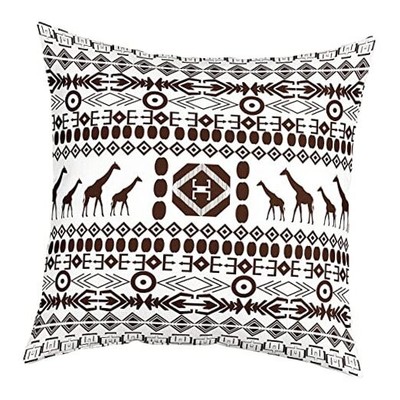  Bohemian Aztec Exotic Theme Pillow Cover Ancient Tribes Wild Animal Giraffe 