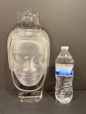 Rare Daum Crystal Ltd. Edition ((197/300) 14&rdquo; Buddha Head By Roy Adzak Excellent