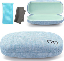 Hard Shell Sunglasses Case, Large Linen Fabric Protective Glasses Case for Men W