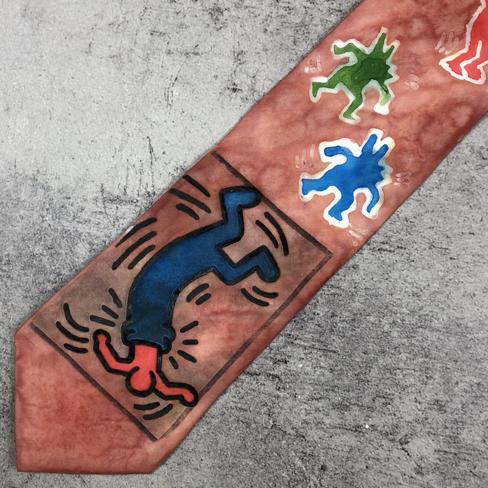 1Of1 Handmade Keith Haring Tie 100percent Silk Vintage Art 90s Rare Custom image 5