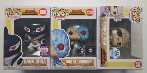 3 FUNKO POP MY HERO ACADEMIA 986 GANG ORCA 1258 TODOROKI CC 1355 HIMIKO TOGA