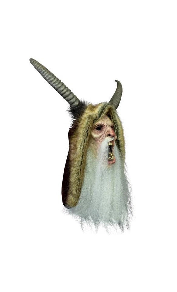 Krampus Mask For Christmas with Beard, Horns, and Santa Hood Officially Licensed - Image 3 of 4