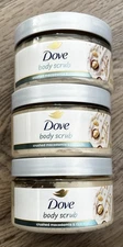 Dove Mini Body Scrub Crushed Macadamia & Rice Milk Trial Size 3.5 oz – Lot of 3