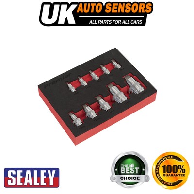 Sealey Premier kurzer Sechskant-Steckschlüssel-Bit-Satz 1/4'' 3/8'' & 1/2'' Vierkant 10-teilig AK6244