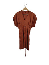 Quince Women Vintage Wash Tencel Button Front Dress Brown S