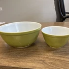 Pyrex 401 403 Olive Green Avocado Mixing Nesting Bowls