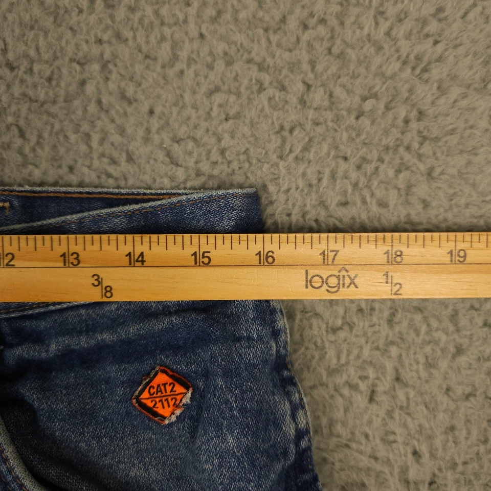 Wrangler FR Jeans Mens 32x34 Blue Relaxed Fit Flame Resistant Workwear Stained - Image 4 of 4