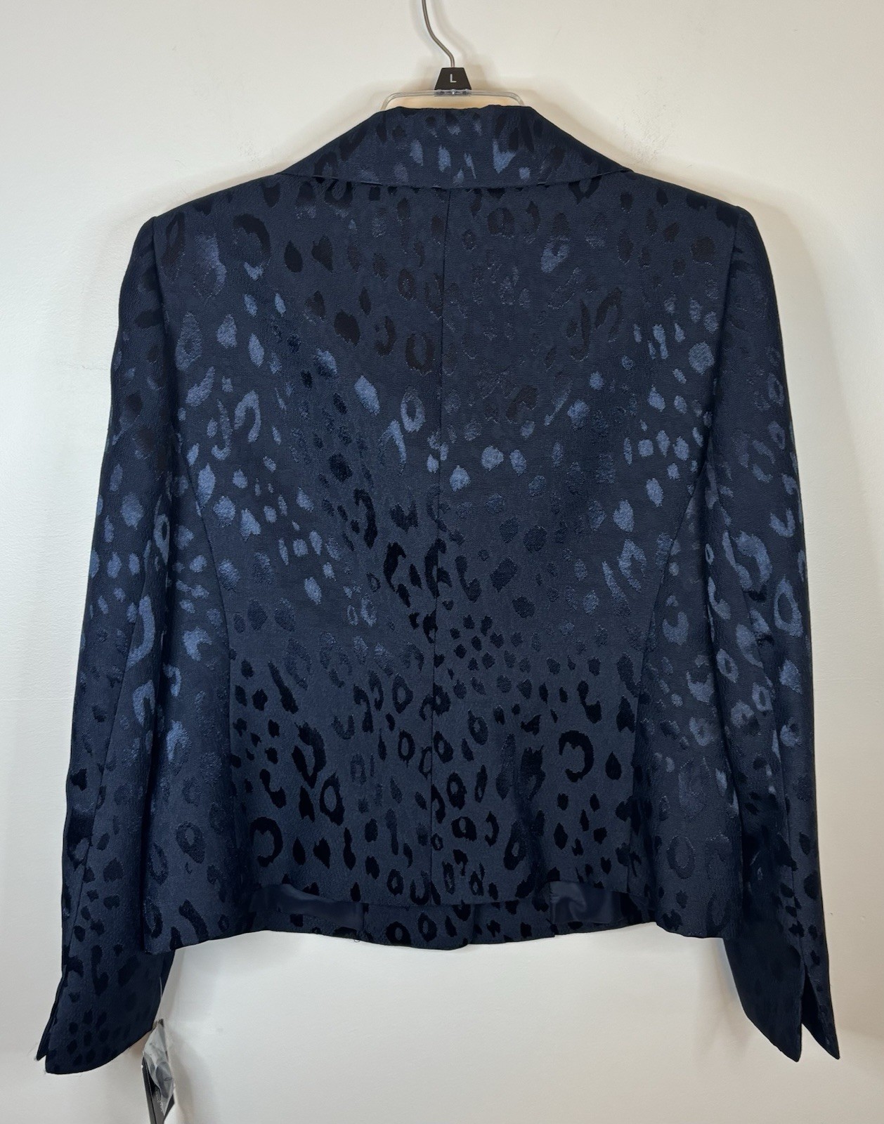 LE SUIT Majestic Courtyard Navy Blazer Skirt Set 10 Animal Print Office Business