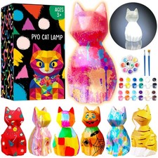 Goodyking Paint Your Own Cat Lamp Kit, DIY Cat Crafts Night Light, Painting K...