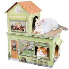Cardboard Cat House Cafe Themed Hideout Scratcher Bed Scratching Pads Houses