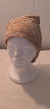 Vintage Beige Cloth Pleated Design Turban Style Hat by Cele Peterson Tucson 
