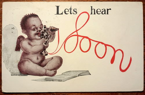 CUTE 1912 Baby on telephone POSTCARD - "Lets hear SOON"