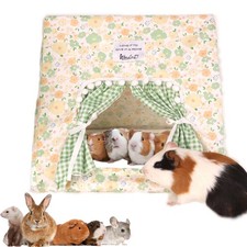 Jenvd Guinea Pig Hideout Large with Curtain, Machine Washable Bunny Hideout