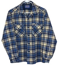Vtg 60s Pendleton 100 Pure Virgin Wool Button Flannel M Made USA