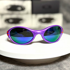 Oakley Eye Jacket Women&rsquo;s Oval Sunglasses Purple Frame Blue Mirrored Lenses