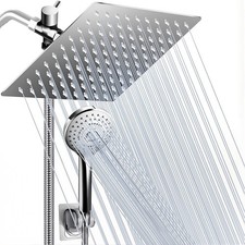 8''Chrome Rain Dual Shower Head Combo High Pressure 3 Setting Handheld Spray Set