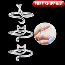 3pc Crochet Tension Ring Hook Adjustable Yarn Guide Finger Ring Knitting Loop UK