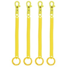 4pcs Retractable Coil Springs Keychain with Lobster Clasp Keyring Yellow