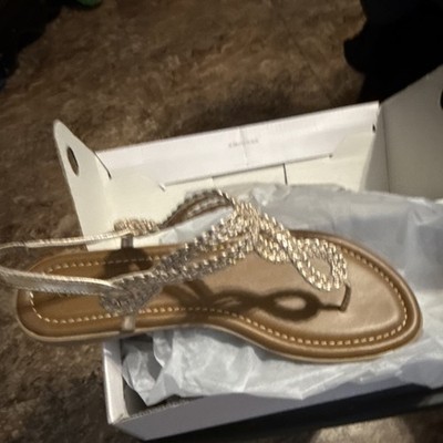 Centro Point Braided Flat Sandals Rose Gold Women's Size 8