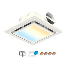 10" Bathroom Exhaust Fan with Light, 3CCT, 110 CFM, Ultra Quiet Ceiling Vent, 12