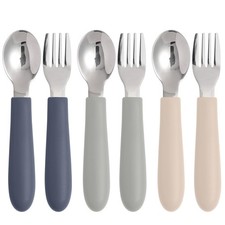 Eascrozn 6 Pack Toddler Utensils, Kids Silverware Set with classic, Gray