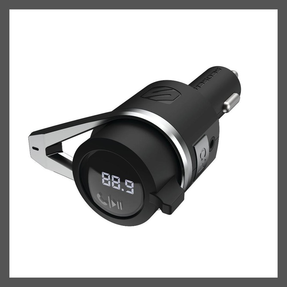 Scosche 18W 12W Dual USB-A Bluetooth Power Delivery FM Transmitter in Black