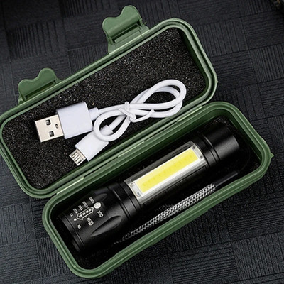 Taschenlampe leistungsstarke wiederaufladbar Militärqualität mit Etui LED COB Zoom
