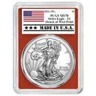 2021 (W) $1 Type 1 American Silver Eagle PCGS MS70 Made in USA Label Red Frame