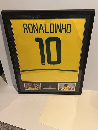 Brazil Ronaldinho Signed Jersey 2002 World Cup Beckett Authenticated Soccer
