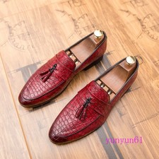 2025 Mens Pattern Shoes Tassels Dress Formal Slip On Loafers