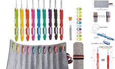 Ergonomic Crochet Hooks with Roll Felt Bag, Crochet Hooks Set for 2 B 6mm J 