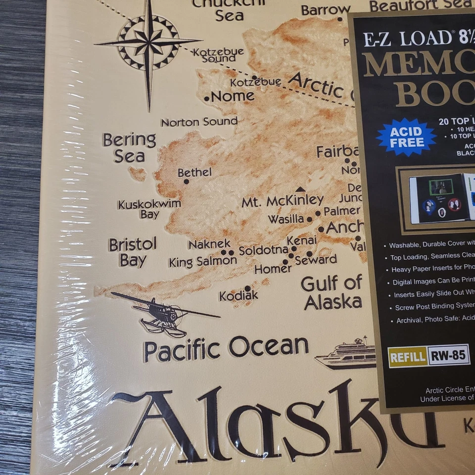 NOS NEW ALASKA Map Easy Load Acid Free Photo Book Beige 8.5" x 11" Detailed - Image 2 of 4