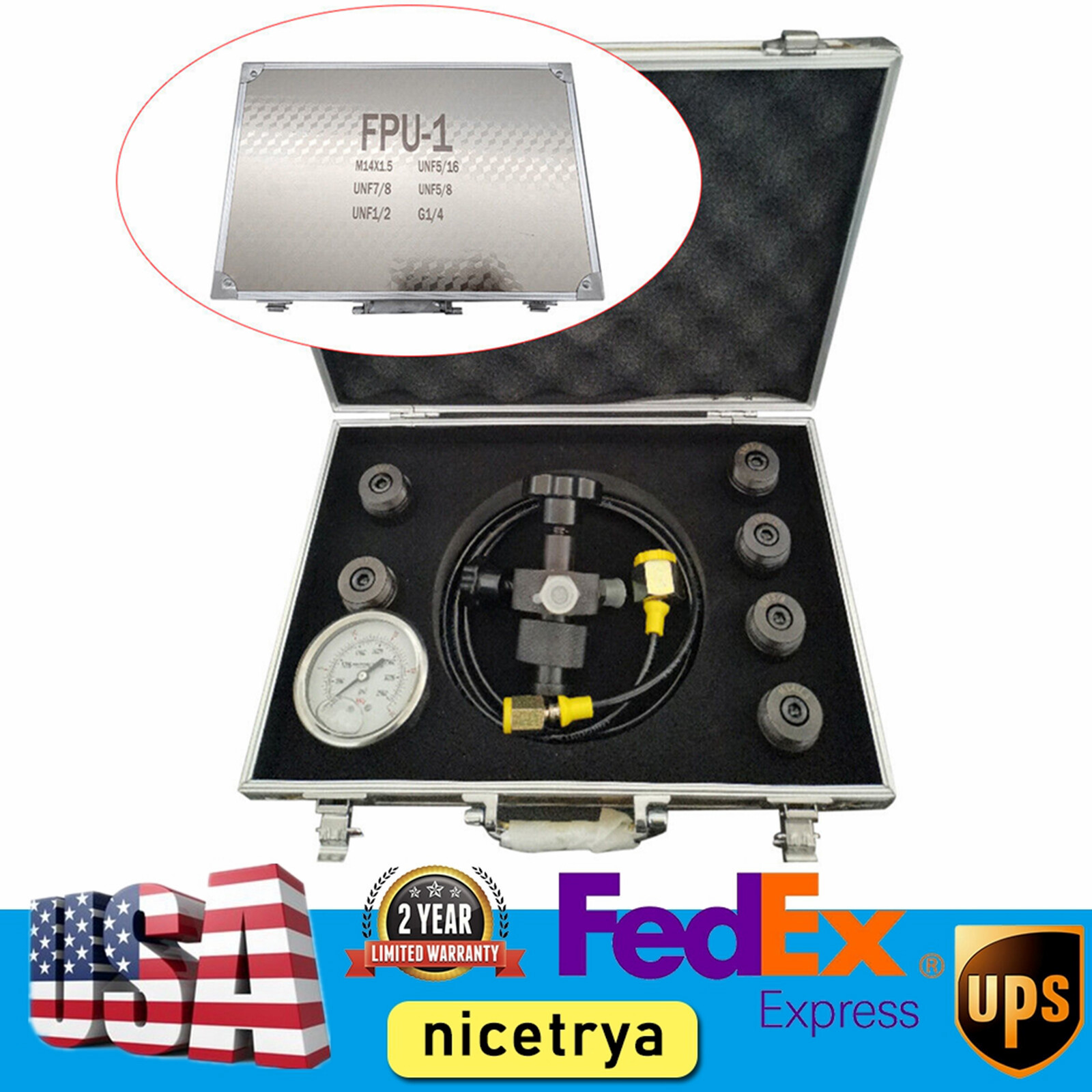 Hydraulic Nitrogen Accumulator Charging Filling Gas Charge System Pressure Test