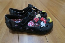 VTG Disney Minnie Mickey Mouse Girls Shoes T-Strap Flat Casual Black Red Size 10
