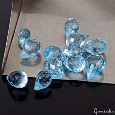 Briolette Drilled 8x4mm-9x5mm London Blue Topaz Brazil CLEAN 25.50Ct. 12 Pcs