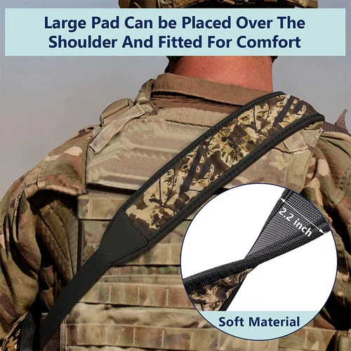 Camouflage Two Point Rifle Gun Sling With Swivels Shoulder Padded Hunting Strap - Picture 6 of 11