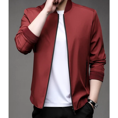 Herren Herbst lässige dünne Jacke leichte Sportbekleidung durchgehender Reißverschluss Frühling Baseball Mantel - Bild 27 von 30
