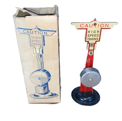 VTG 1930s Marx Bell Ringer Crossing Signal 414 Caution High Speed Trains Box