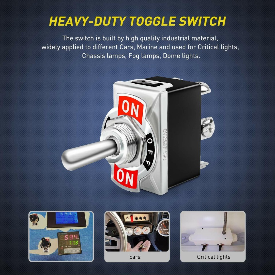 Heavy Duty Rocker Toggle Switch 12V 20A Cover SPST ON/Off 2Pin Car ...