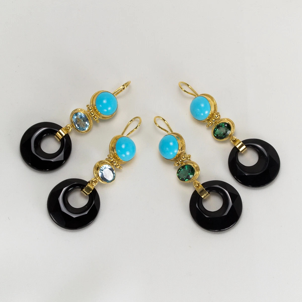 Orecchini Pendenti In Argento Sterling 925 Con Pietra Onice Nera Fatti