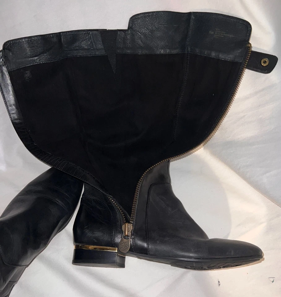 Black Leather Riding Boots Tall, Side Zip Italian - Image 3 of 4
